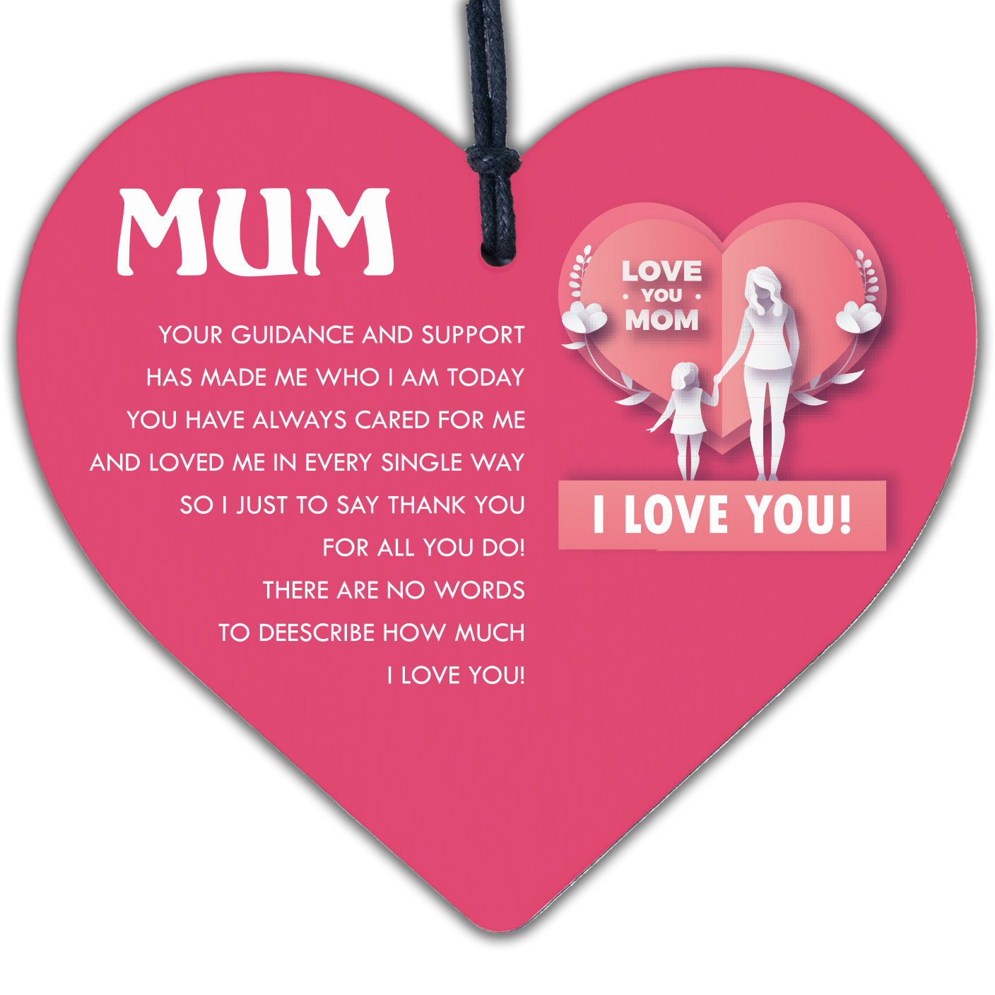 Funny Rude Mothers Day Gift Wood Heart Mum Cheeky Gift From Daughter Son