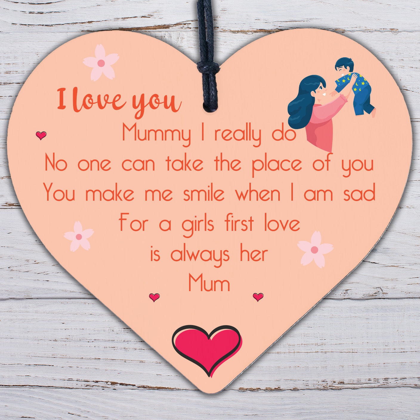 Mum Plaque Gifts From Daughter Son Wood Heart Mothers Day Mummy Xmas Gifts