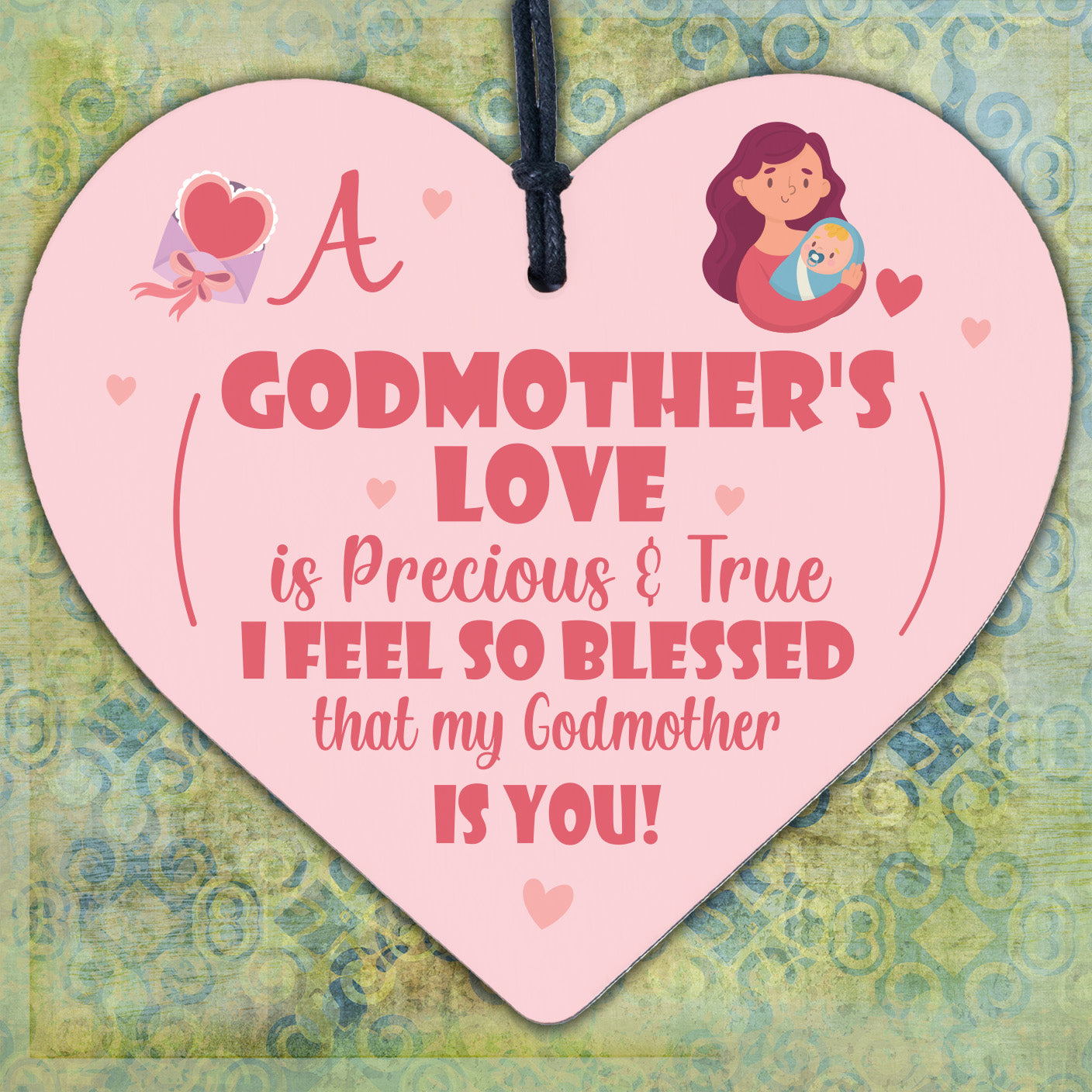 Godmother Gift Thank You Wood Engraved Heart Mothers Day Birthday Gift For Her