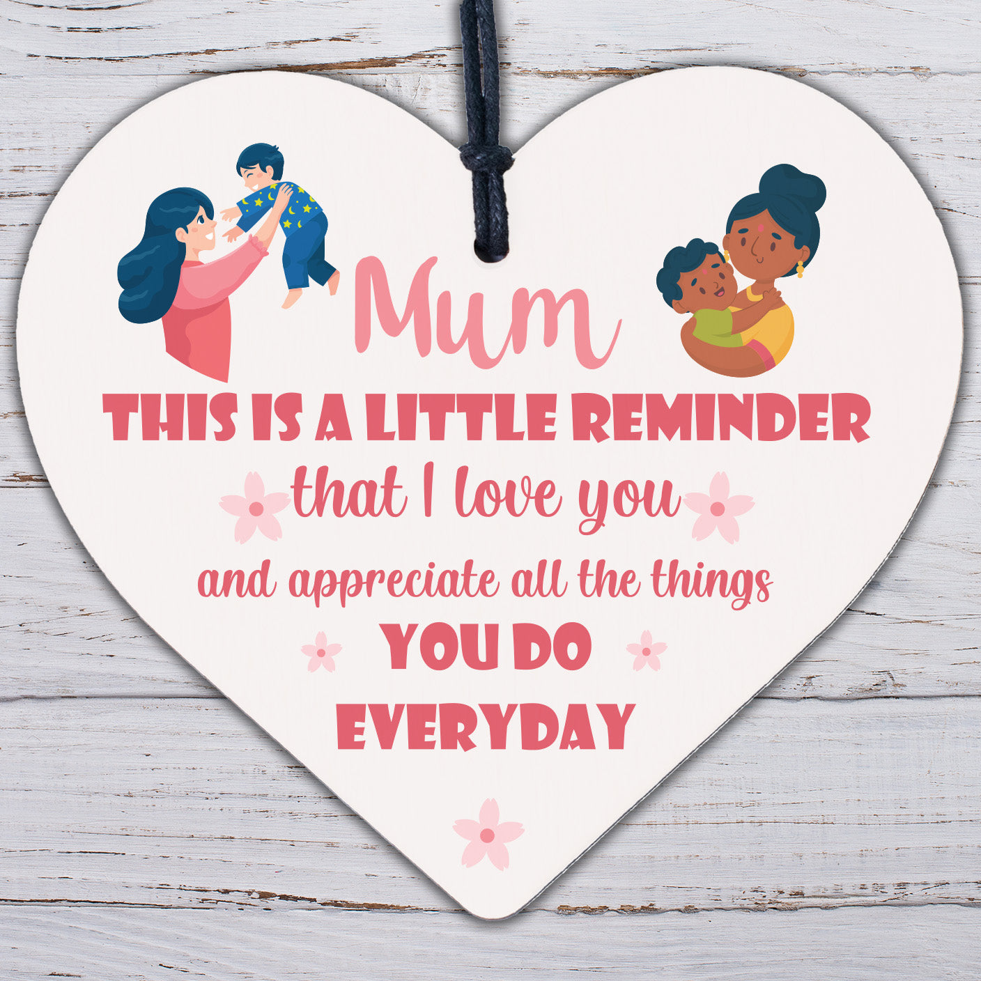 I Love You Mum Wood Heart Mothers Day Birthday Gift For Mum From Daughter Son