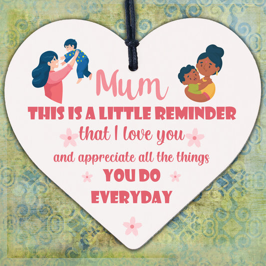 I Love You Mum Wood Heart Mothers Day Birthday Gift For Mum From Daughter Son