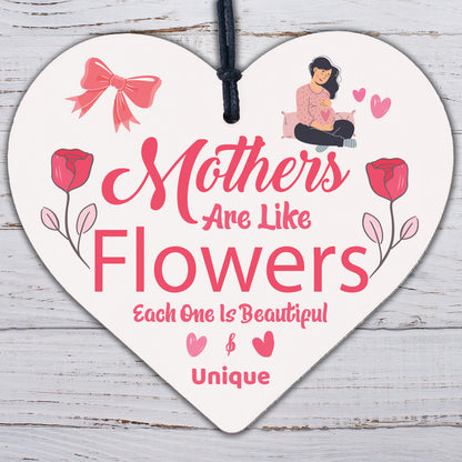 Mothers Are Like Flowers Wooden Hanging Heart Plaque Mothers Day Mum Love Sign