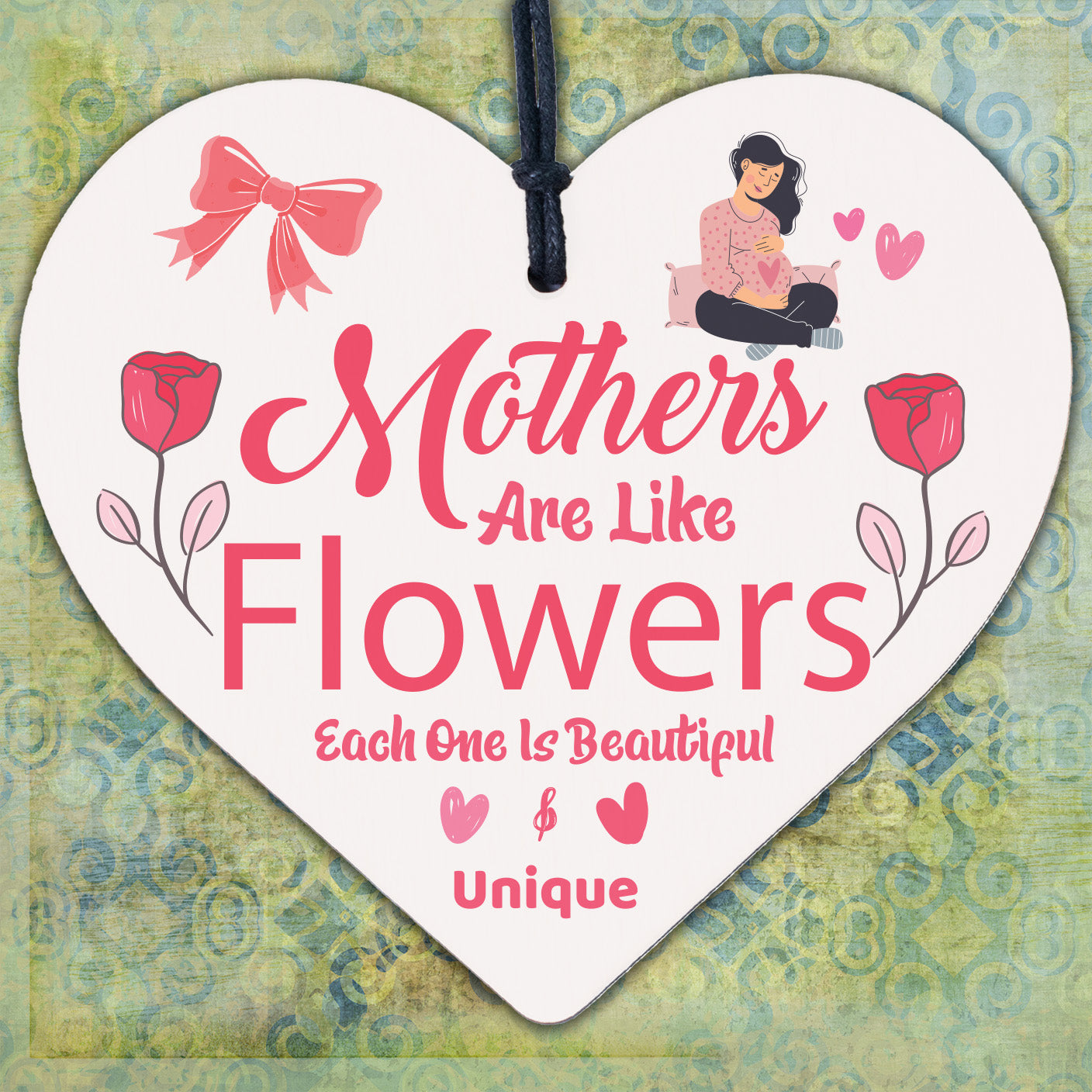 Mothers Are Like Flowers Wooden Hanging Heart Plaque Mothers Day Mum Love Sign