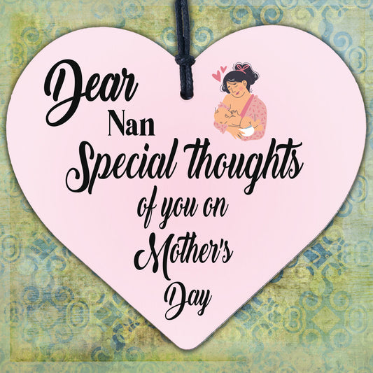 Nan Mothers Day Gift Wooden Heart Plaque Keepsake Mother's Day Gift For Nan