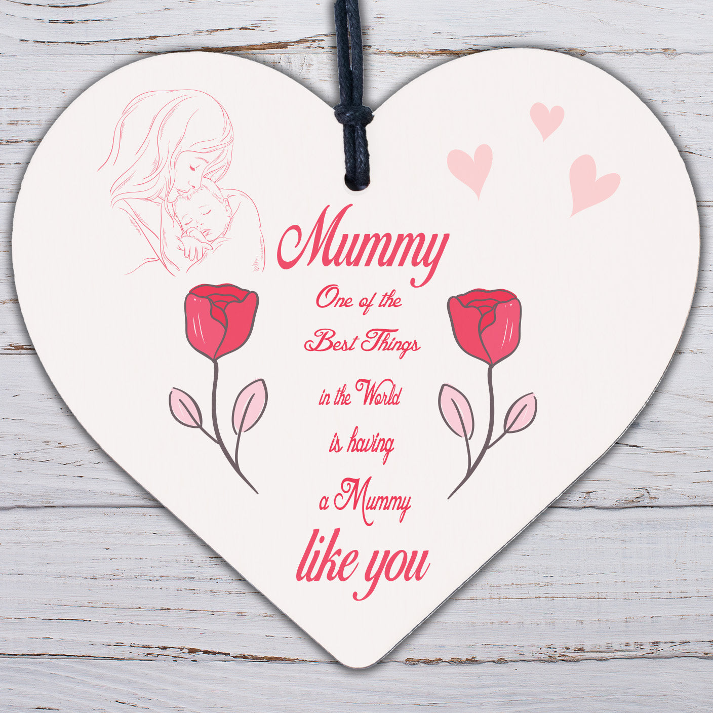 Mummy Nanny Grandma Wood Heart Gifts For Mothers Day Birthday Gift For Her