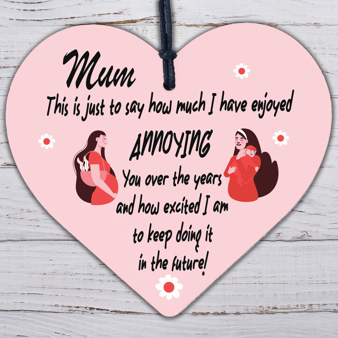 Funny Mum Gift For Mothers Day Birthday Wooden Heart Gift From Daughter Son