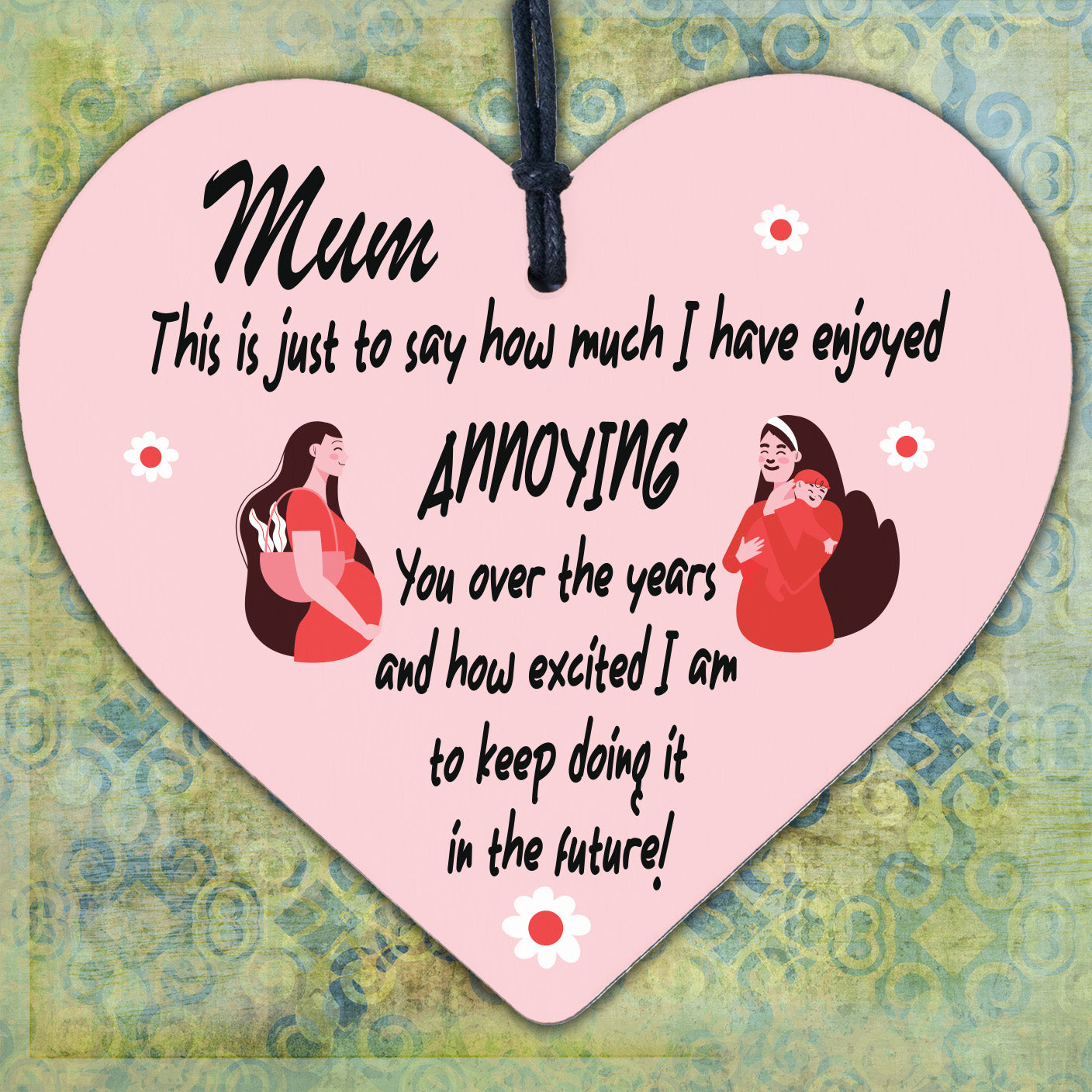 Funny Mum Gift For Mothers Day Birthday Wooden Heart Gift From Daughter Son