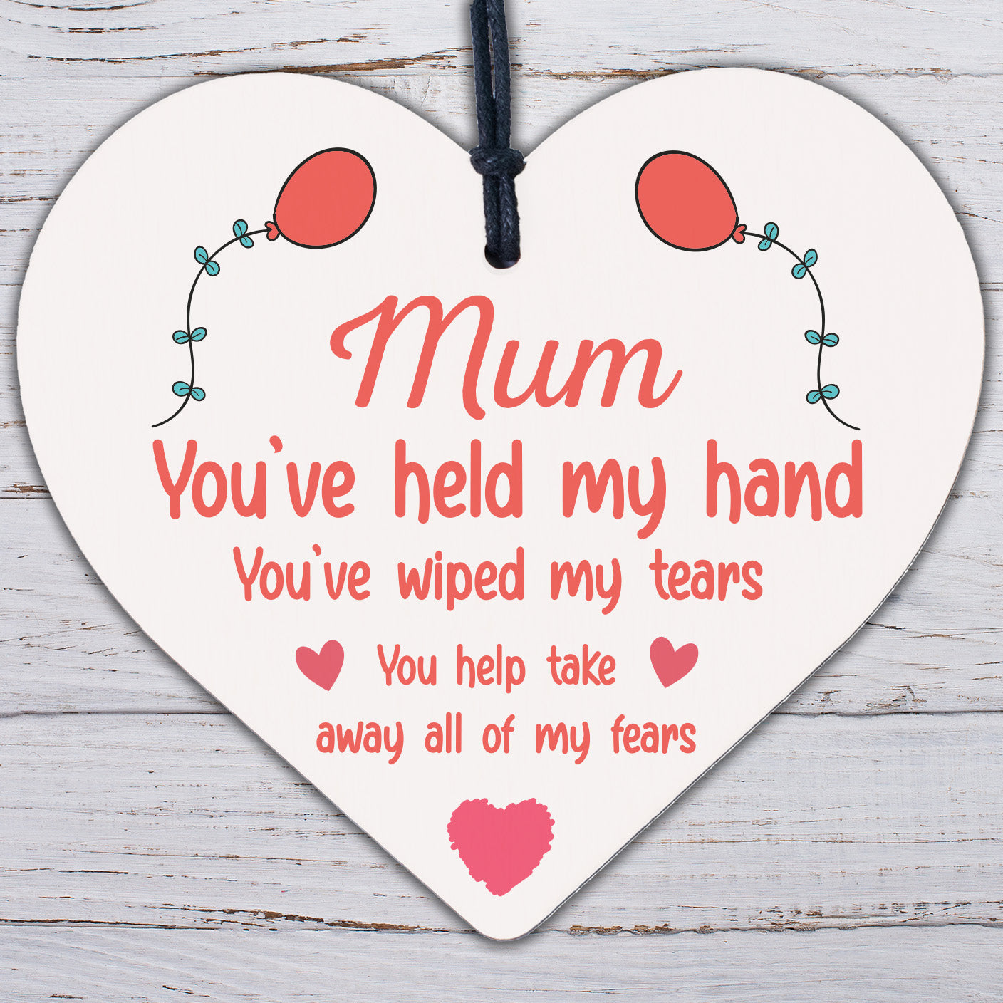 Mum Gift For Mothers Day Birthday Wooden Heart Gift From Daughter Son Keepsake