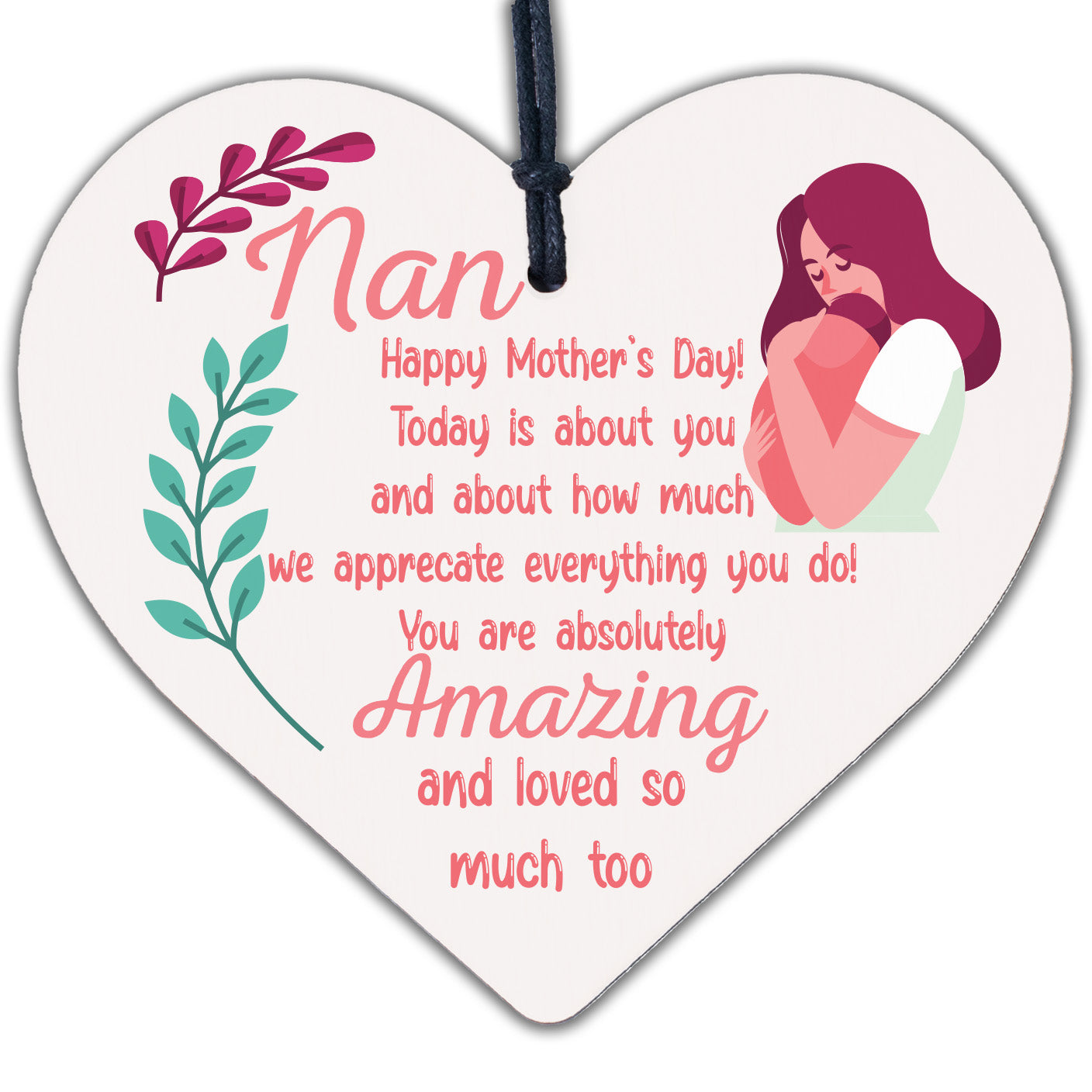 Mothers Day Gift For Nan Engraved Heart Special Nan Quote Thank You Gift For Her