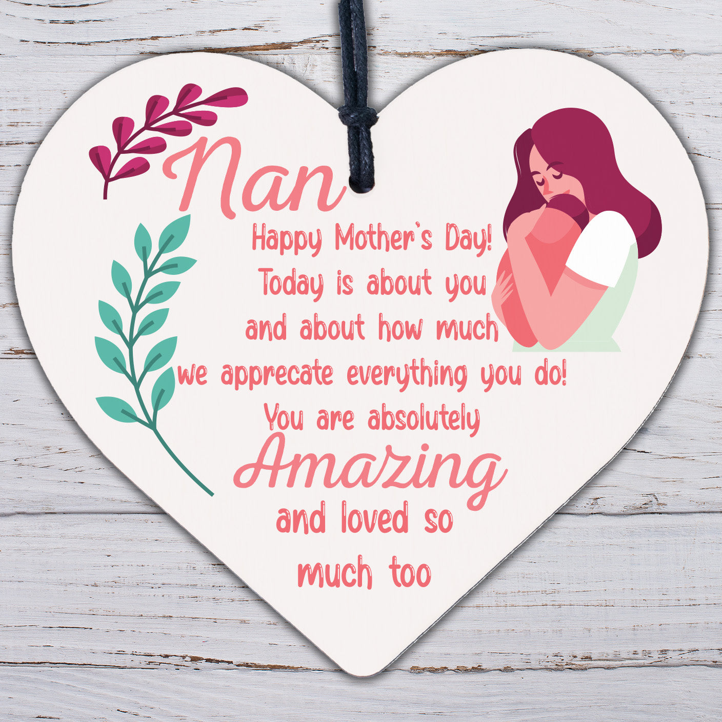 Mothers Day Gift For Nan Engraved Heart Special Nan Quote Thank You Gift For Her