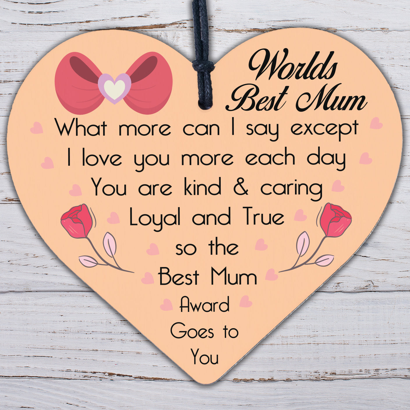 Mum Award Mothers Day Gifts Wood Heart Mum Mummy Gift From Daughter Son