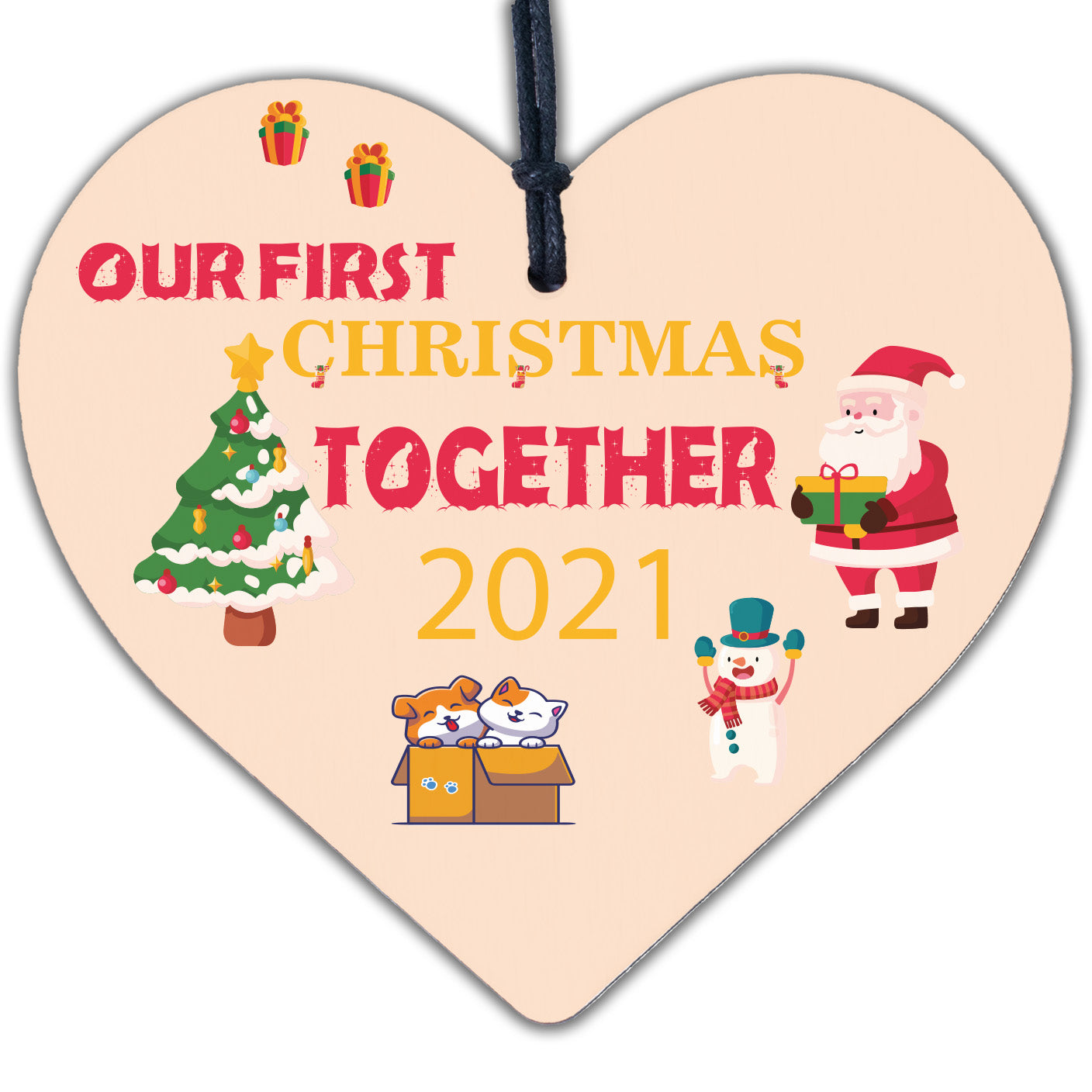 Babys My First Christmas Tree Bauble Decoration Wood Heart 1st Xmas Gift Present