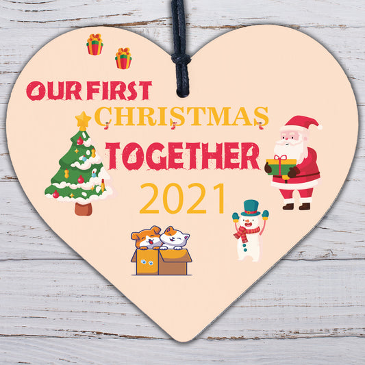 Babys My First Christmas Tree Bauble Decoration Wood Heart 1st Xmas Gift Present