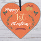 First 1st Christmas Baby Gift Bauble Decoration Handmade Wooden Heart Sign