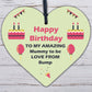 Mummy To Be From Bump Happy Birthday Wood Heart Mum Mother Wife Card Baby Gifts