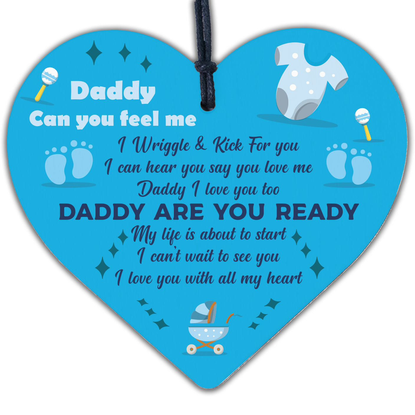 Daddy To Be Gifts From Daughter And Son Wood Heart From Bump Baby Gifts For Dad