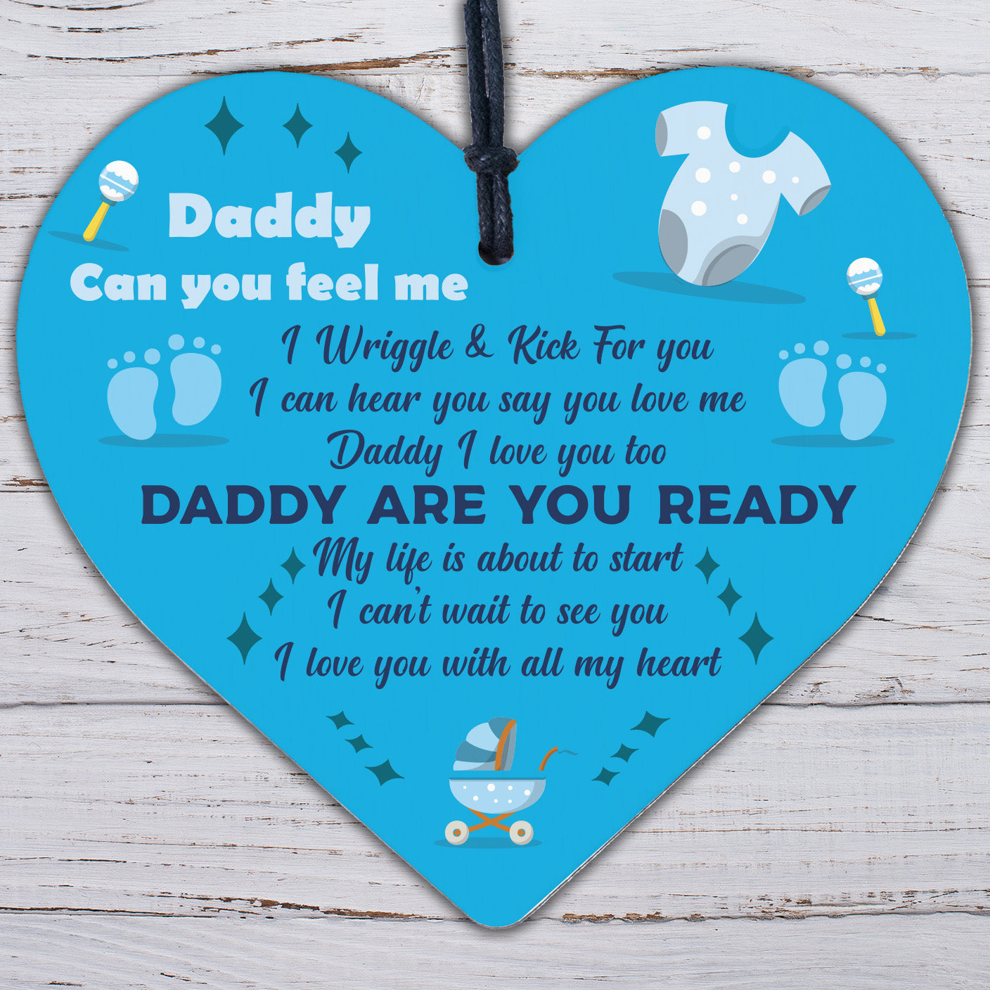 Daddy To Be Gifts From Daughter And Son Wood Heart From Bump Baby Gifts For Dad