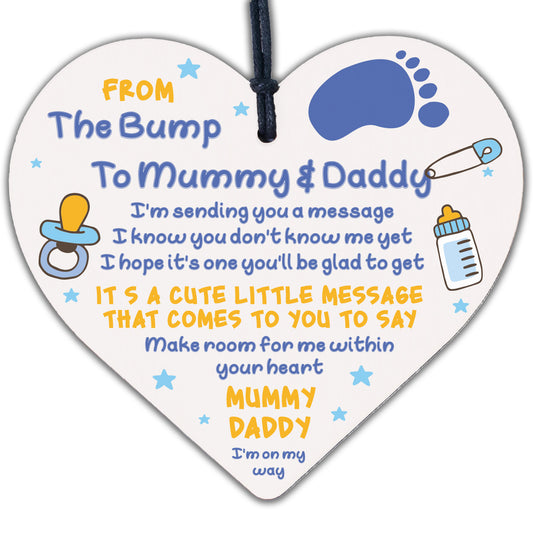 From Bump Gifts Mummy To Be Gifts Daddy To Be Card Wood Heart Baby Shower Gift