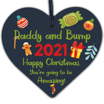 Daddy To Be Gift From Bump Engraved Heart Christmas Gift For Daddy Xmas Decor