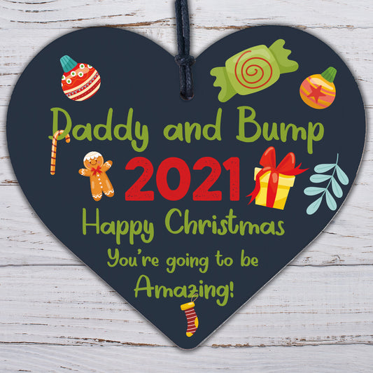 Daddy To Be Gift From Bump Engraved Heart Christmas Gift For Daddy Xmas Decor