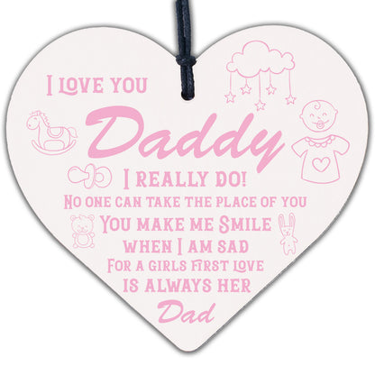 Bump Gifts Wooden Heart Dad Daddy Father Baby Son Daughter Card Thank You Gift