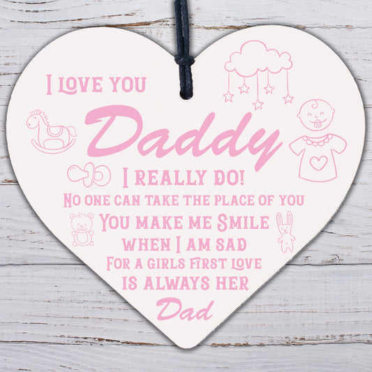 Bump Gifts Wooden Heart Dad Daddy Father Baby Son Daughter Card Thank You Gift