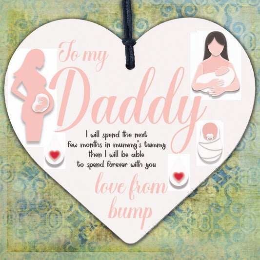 Handmade Wooden Heart From Bump Gifts Dad To Be Father Baby Son Daughter Card