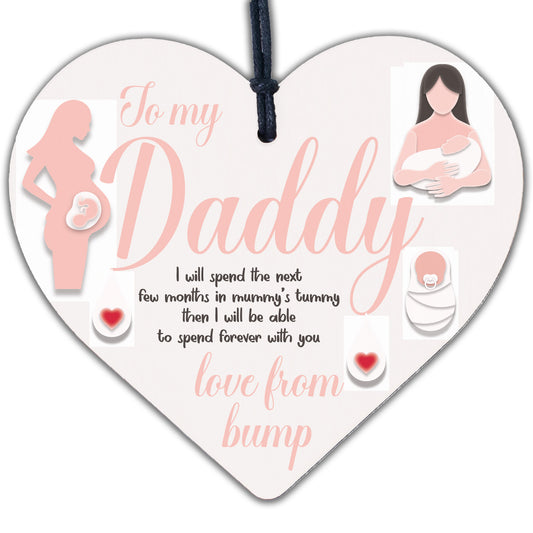 Handmade Wooden Heart From Bump Gifts Dad To Be Father Baby Son Daughter Card