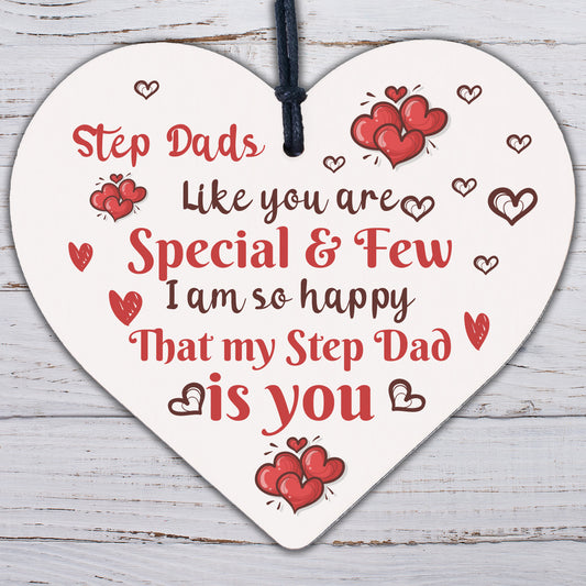 Step Dad Father Gift Christmas Birthday Gift Wooden Heart Plaque Thank You Gifts