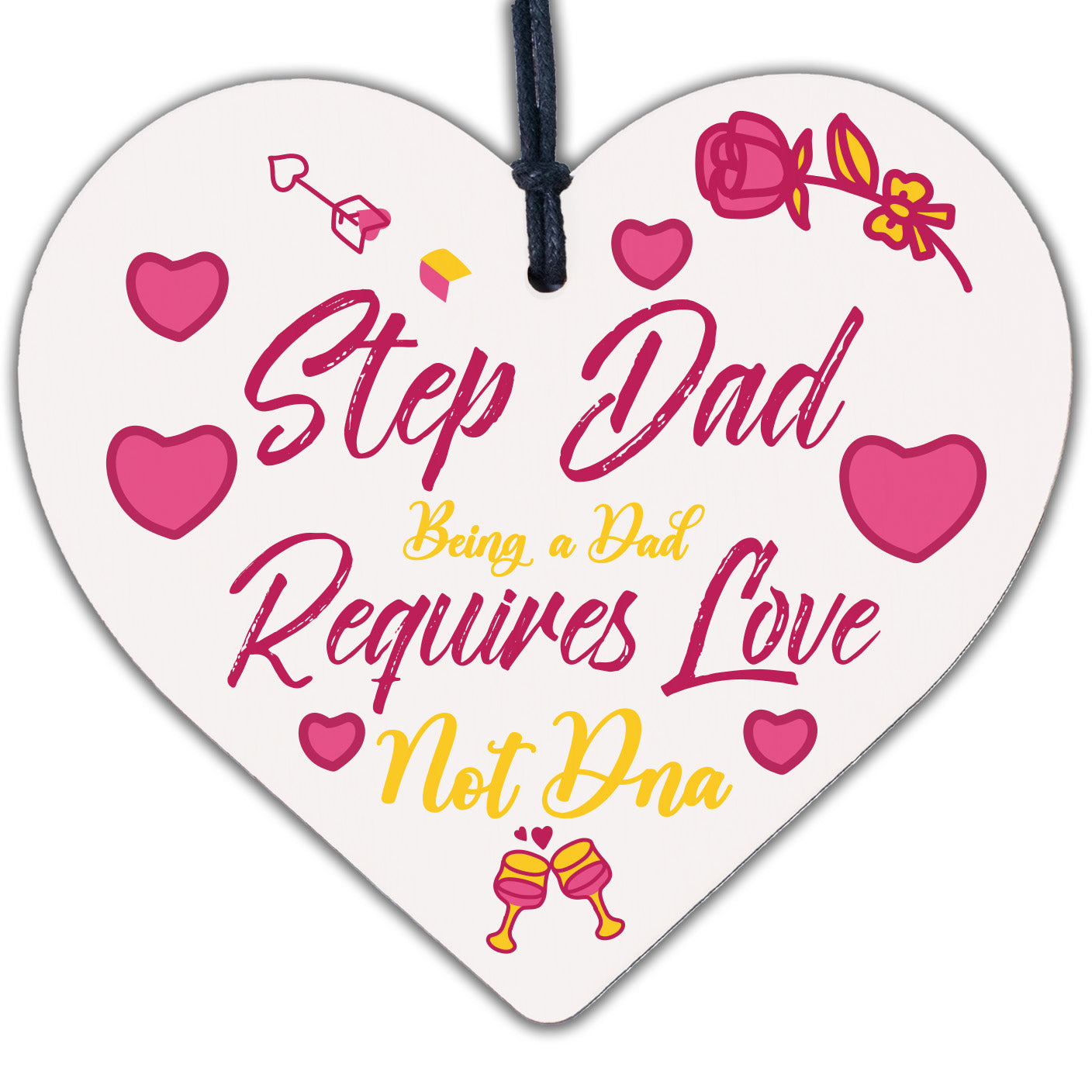 Step Dad Daddy Gifts Christmas Birthday Handmade Wooden Heart Plaque Sign Gift