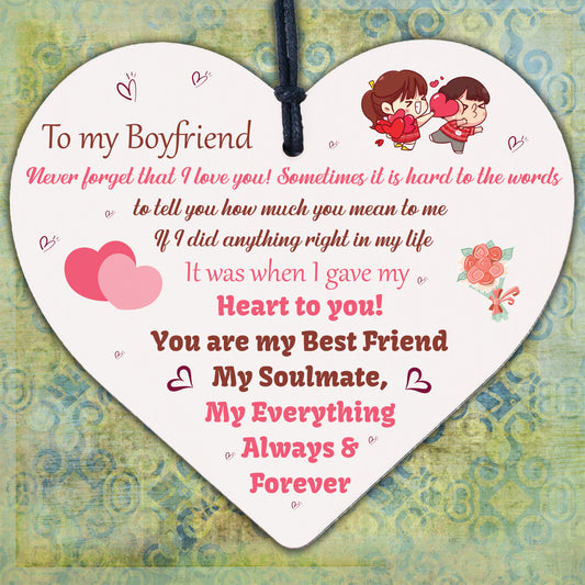 Boyfriend Gift For Anniversary Valentines Day Wood Heart Soulmate Gifts For Him