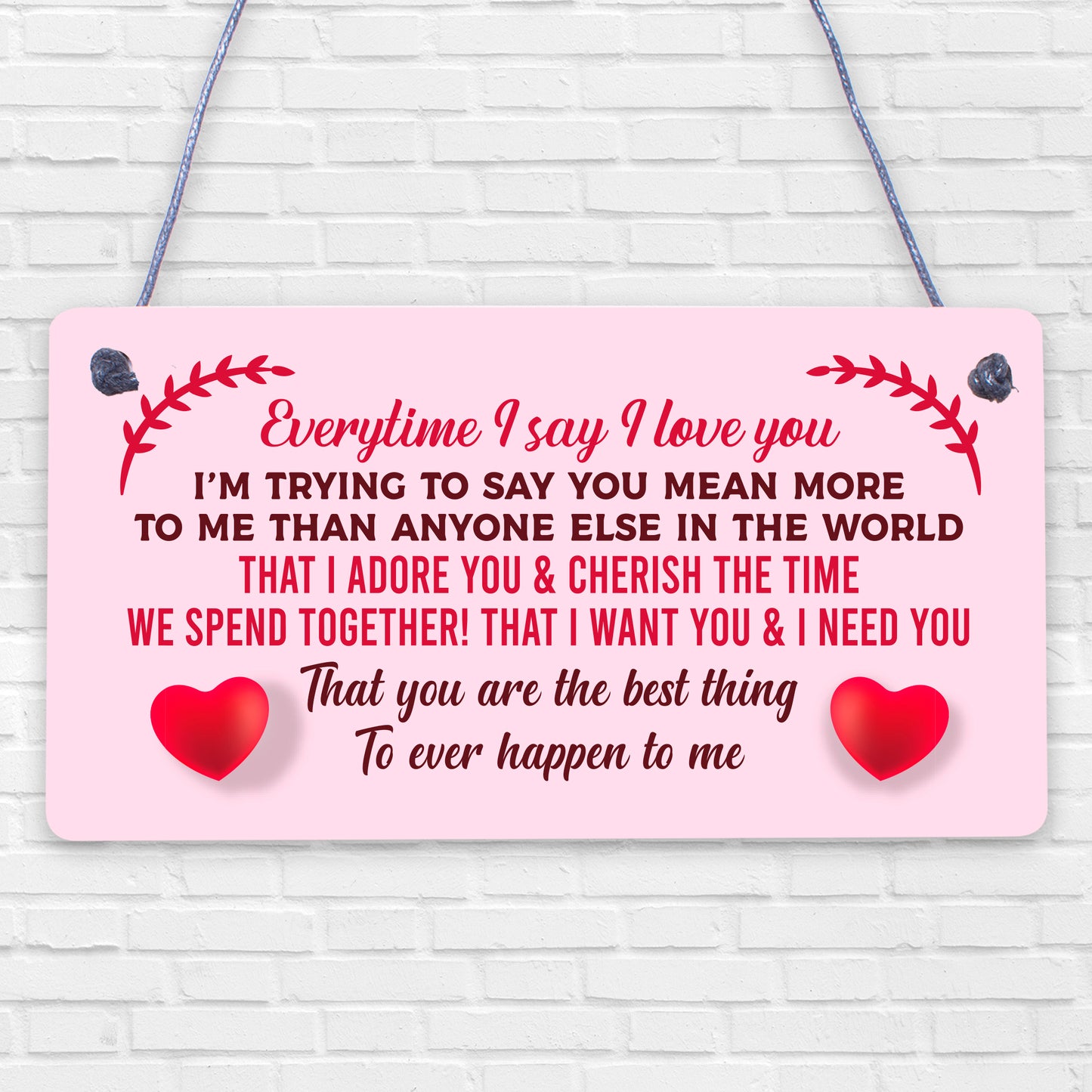 Love You Plaque Hanging Plaque Anniversary Valentines Day Gift For Husband Wife