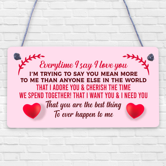 Love You Plaque Hanging Plaque Anniversary Valentines Day Gift For Husband Wife