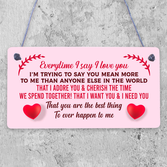 Love You Plaque Hanging Plaque Anniversary Valentines Day Gift For Husband Wife