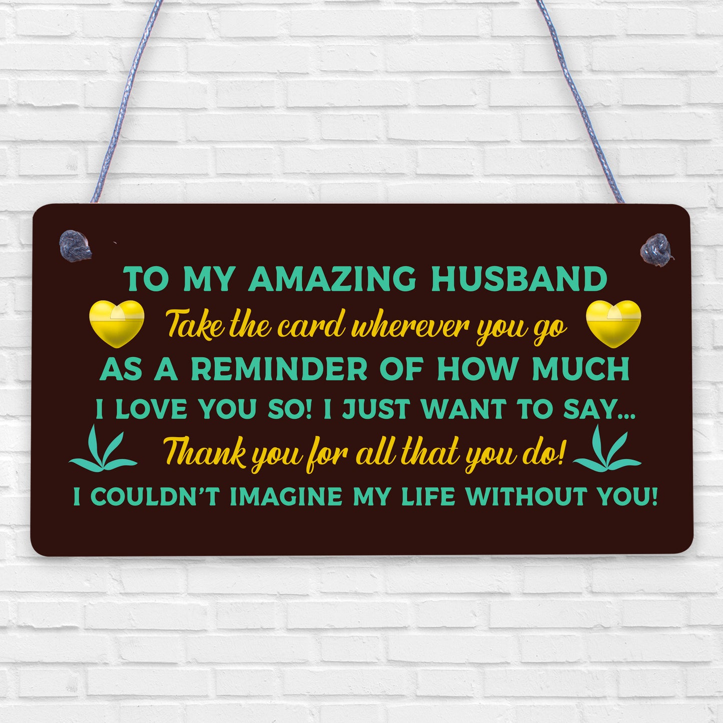 Keepsake Gift For Husband On Valentines Day Anniversary Thank You Wallet hanging plaque