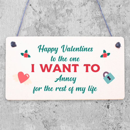 Quirky Valentines Day hanging plaque For Him Her Funny Husband Wife Boyfriend hanging plaque