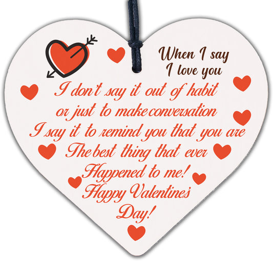 Soulmate I Love You Hanging Wooden Heart Valentines Day Gift Husband Wife Sign