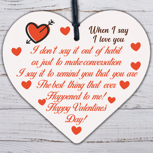 Soulmate I Love You Hanging Wooden Heart Valentines Day Gift Husband Wife Sign