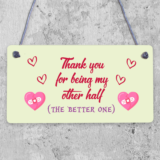 Perfect Anniversary Valentines Day Gift For Him Her OTHER HALF Thank You Gift