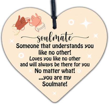 Soulmate Gift Wooden Heart Valentines Anniversary Gift For Him Her Women Men