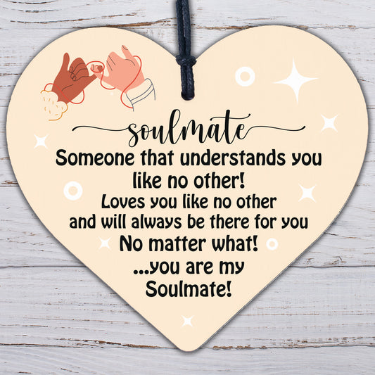 Soulmate Gift Wooden Heart Valentines Anniversary Gift For Him Her Women Men