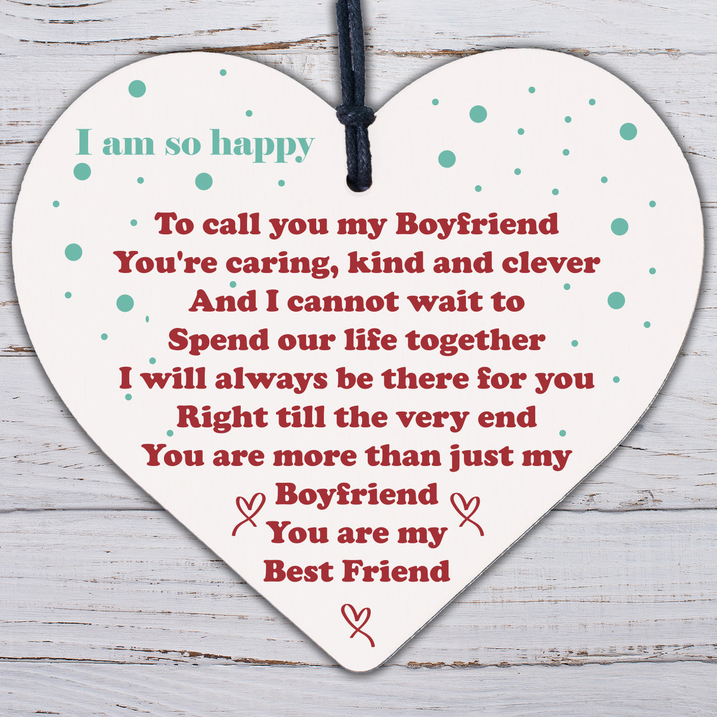 Anniversary Gift For Boyfriend Relationship Keepsake Gift Valentines Wood Heart