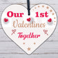 First Valentines Gift For Boyfriend Girlfriend Wooden Heart 1st Valentines Day