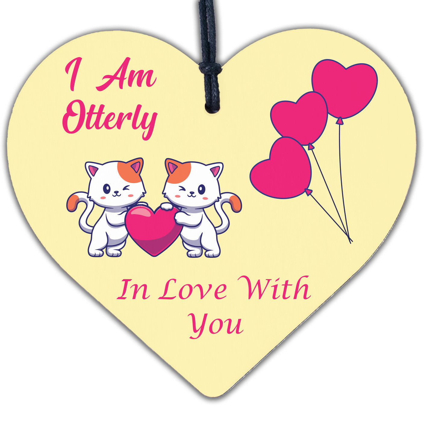 Otterly In Love With You Wooden Hanging Heart Plaque Cute Valentines Gift Sign