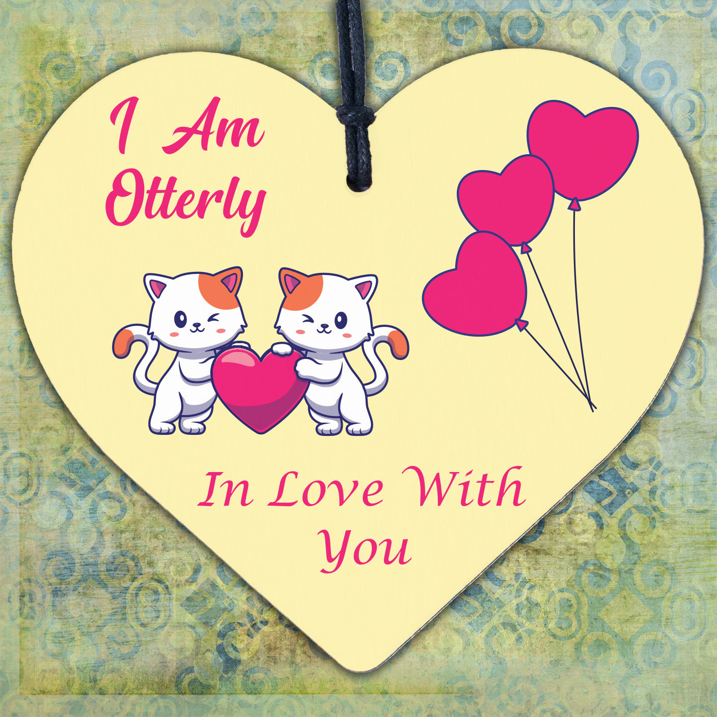 Otterly In Love With You Wooden Hanging Heart Plaque Cute Valentines Gift Sign