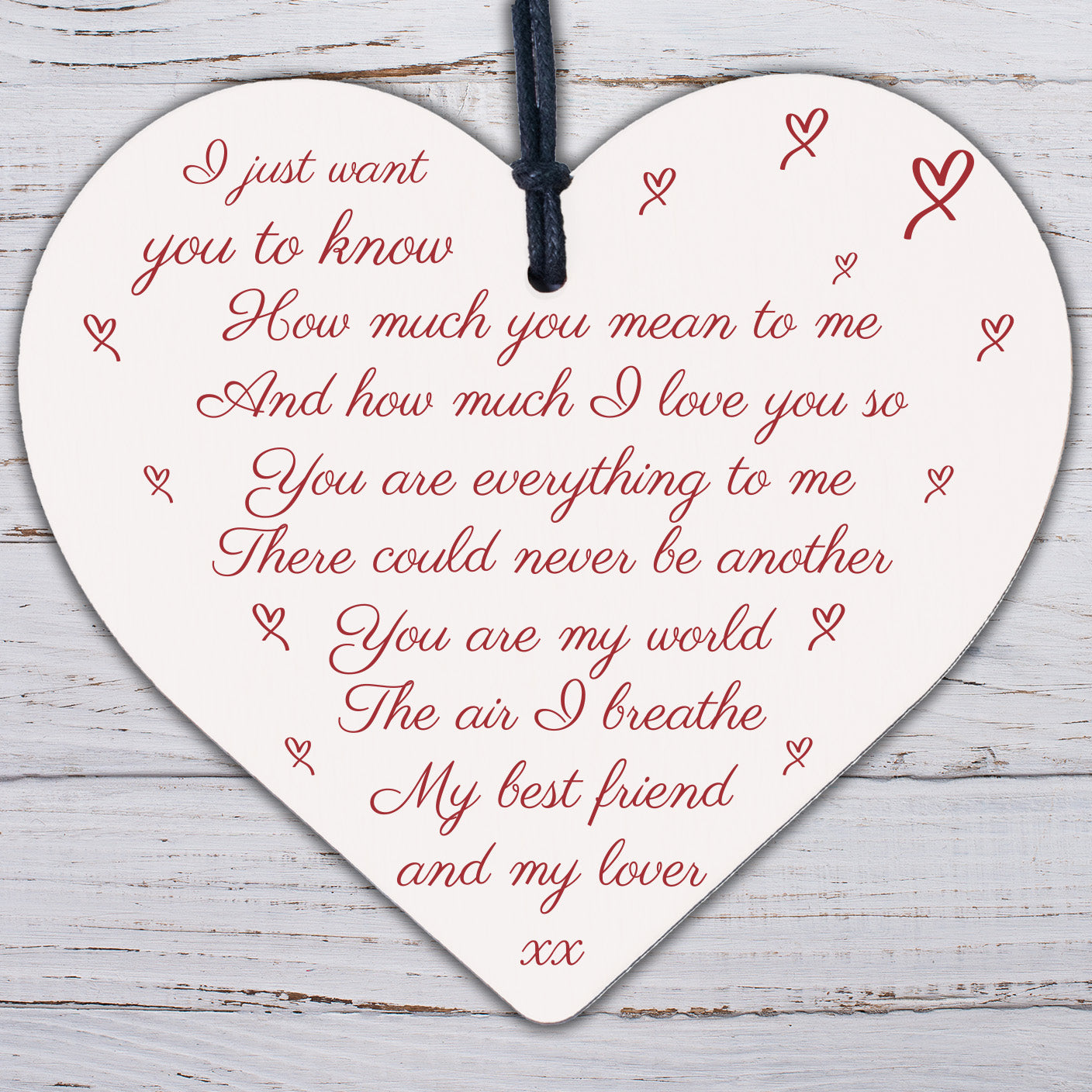 Novelty Valentines Gift For Boyfriend Girlfriend Handmade Wooden Heart Keepsake