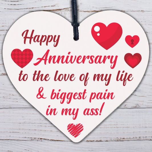 FUNNY Happy Anniversary Gift Heart 1st 2nd 10th Anniversary For Husband Wife