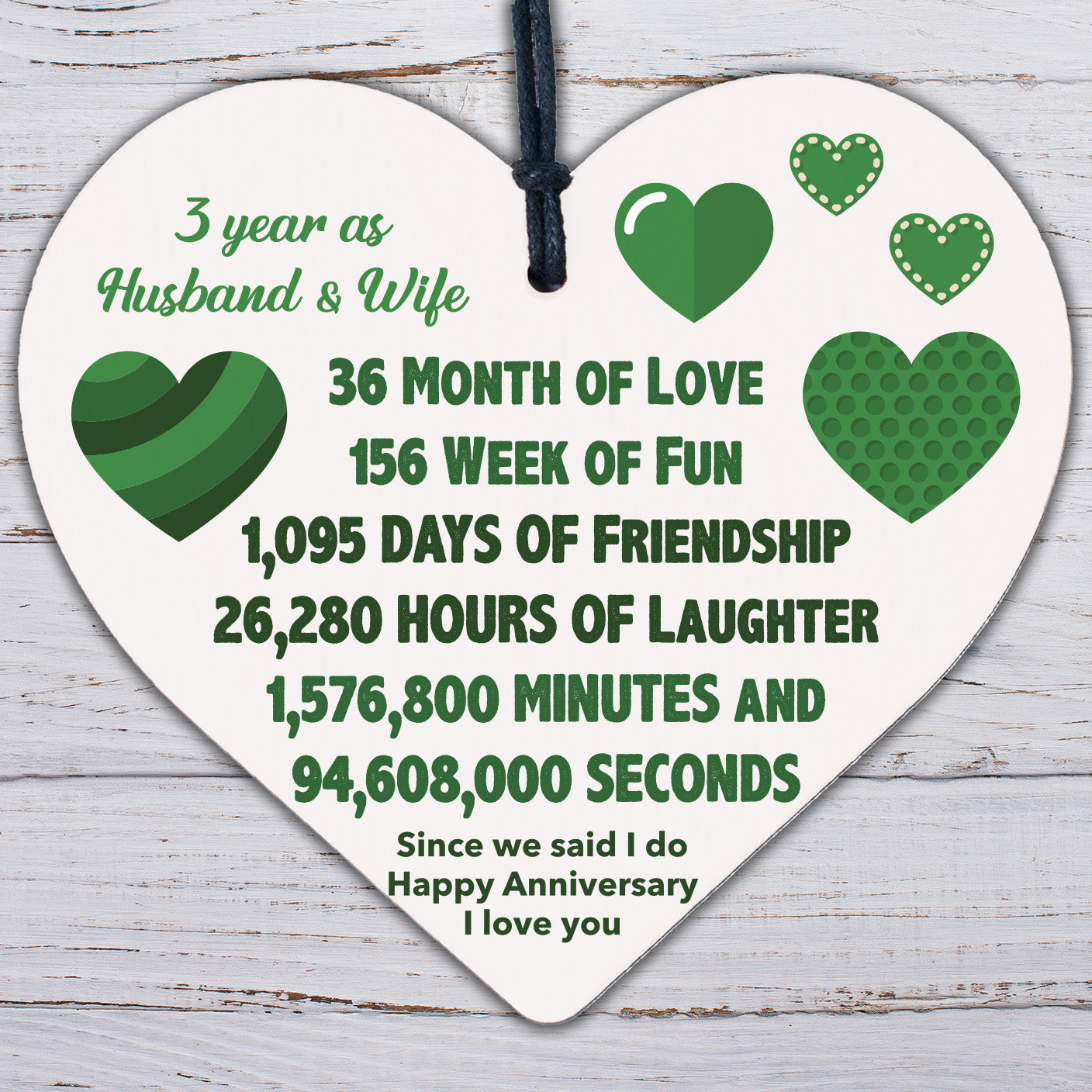 3rd Wedding Anniversary Gift Wooden Heart Leather Third Wedding Anniversary Gift