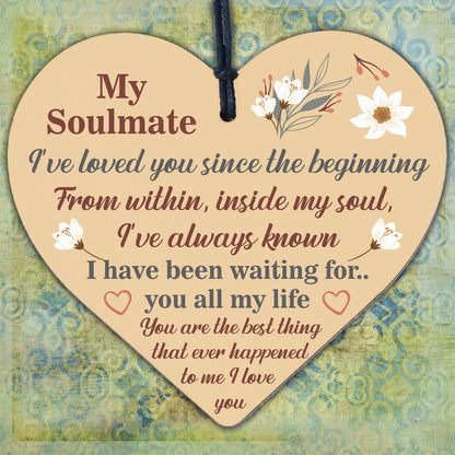 Soulmate Gifts Heart Plaque Anniversary Birthday I Love You Gift For Him For Her