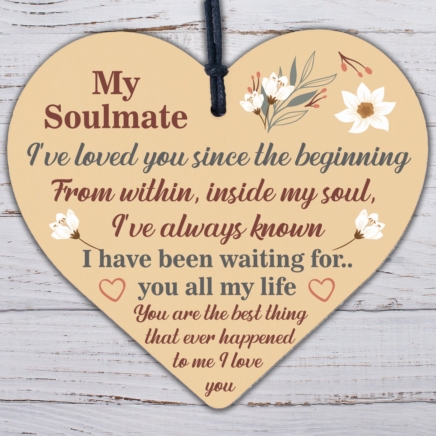 Soulmate Gifts Heart Plaque Anniversary Birthday I Love You Gift For Him For Her